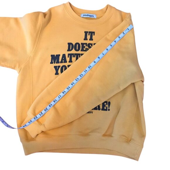 MADHAPPY Graphic Crewneck Sweatshirt Quote Print USA Gold Relaxed Unisex Fit M/L - Picture 5 of 9